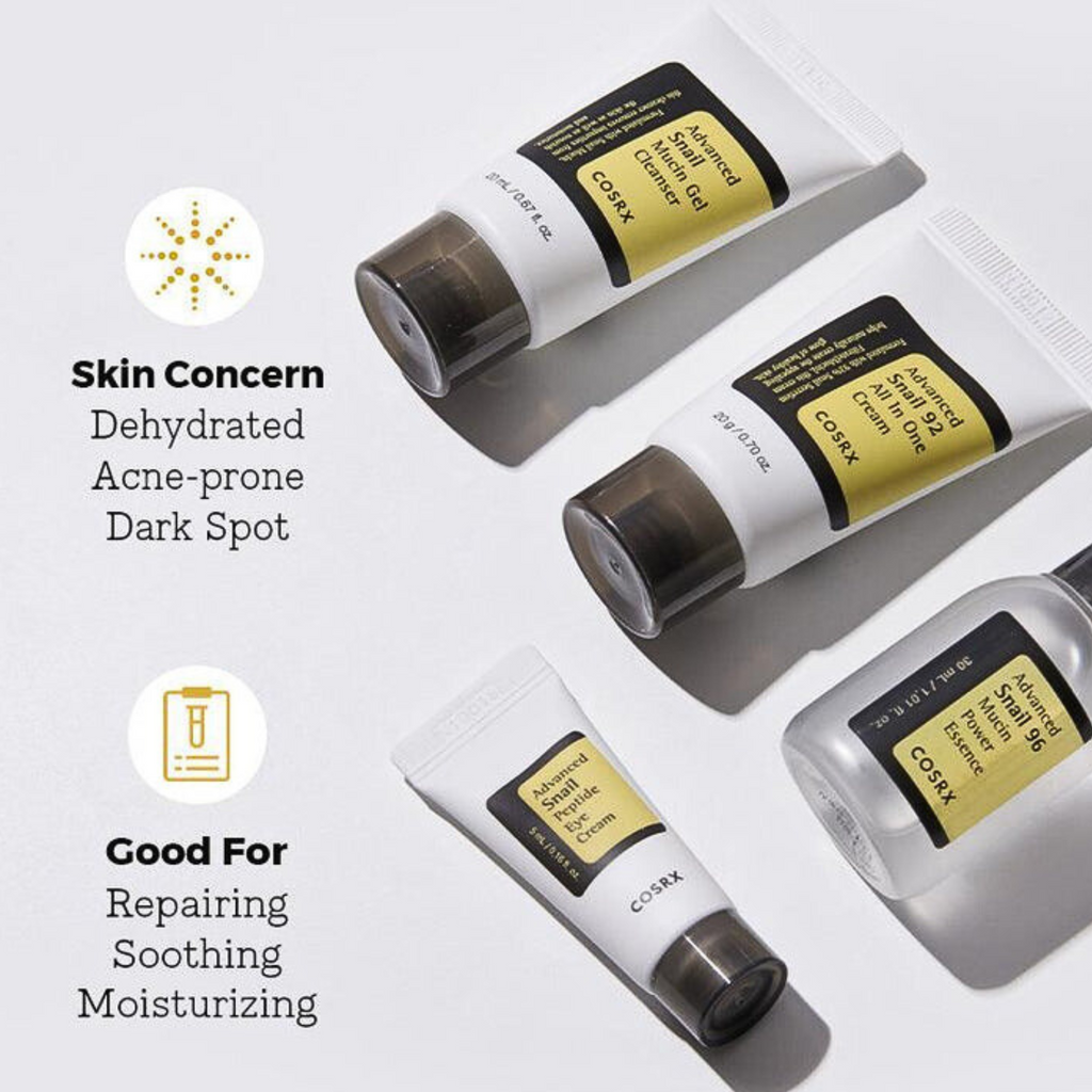 Cosrx Kit All About Snail Reparación + Limpieza + Hidratación.